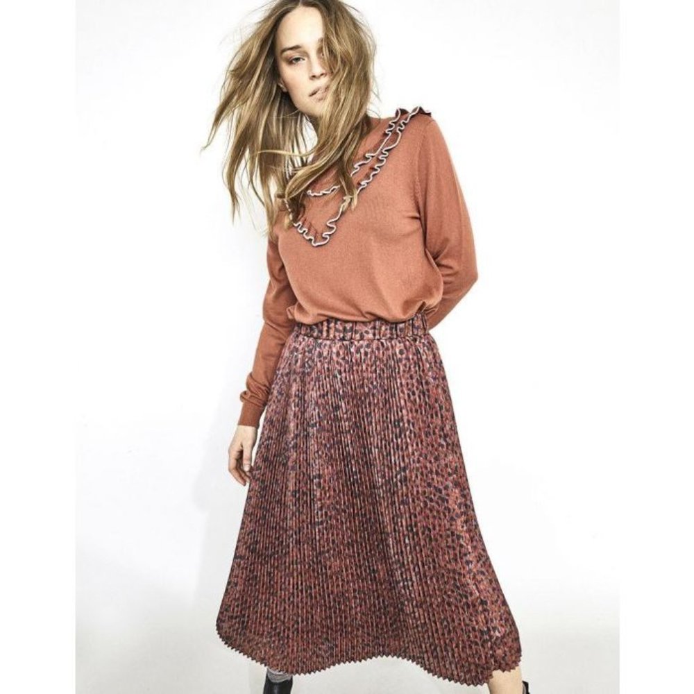NUMPH Make An Entrance Anthropologie Pleated Skirt Size Small *Skandi Style*